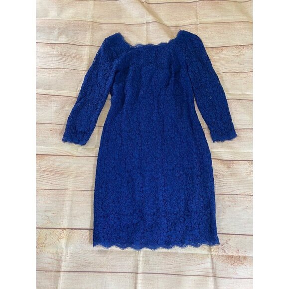 Cache Women's Blue Half Sleeve Lace Cocktail Dress - 10 - Picture 4 of 13